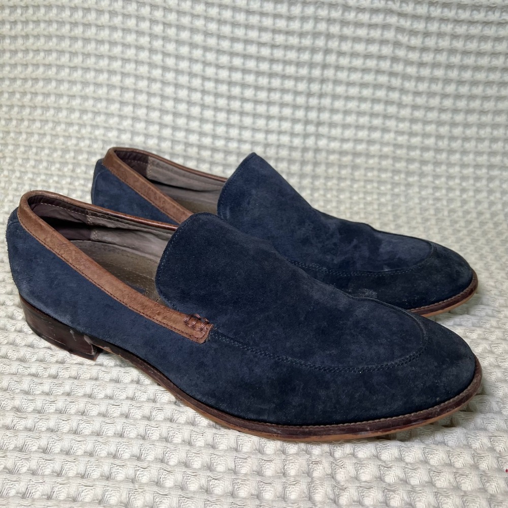 Aston Grey Mens Navy Suede Loafer Shoes 11.5 Leather Upper Rubber Sole‎